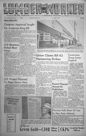   The Western Canadian Lumber Worker, Vol. XXVIII, No. 14, 2nd Issue Jul. 1961   , page 1
