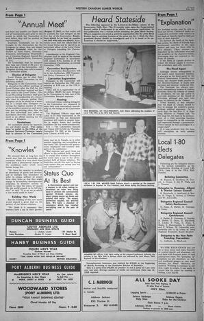   The Western Canadian Lumber Worker, Vol. XXVIII, No. 11, 1st Issue Jun. 1961   , page 2