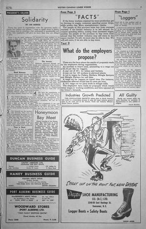   The Western Canadian Lumber Worker, Vol. XXVIII, No. 9, 1st Issue May 1961   , page 3