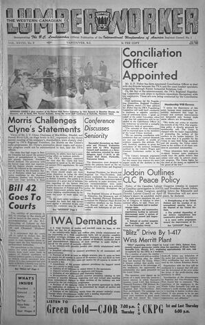   The Western Canadian Lumber Worker, Vol. XXVIII, No. 8, 2nd Issue Apr. 1961   , page 1