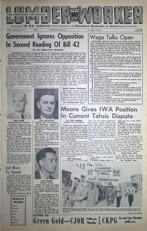   The Western Canadian Lumber Worker, Vol. XXVIII, No. 5, 1st Issue Mar. 1961   , page 1