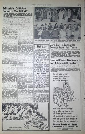   The Western Canadian Lumber Worker, Vol. XXVIII, No. 4, 2nd Issue Feb. 1961   , page 6
