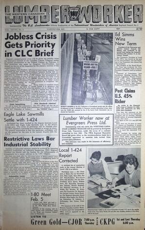   The Western Canadian Lumber Worker, Vol. XXVIII, No. 2, 2nd Issue Jan. 1961   , page 1