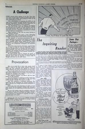   The Western Canadian Lumber Worker, Vol. XXVIII, No. 1, 1st Issue Jan. 1961   , page 4