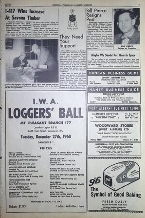   The Western Canadian Lumber Worker, Vol. XXVII, No. 23, 1st Issue Dec. 1960   , page 7