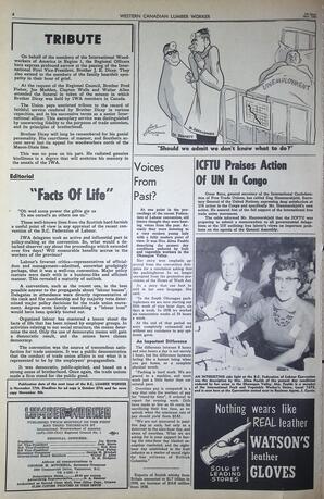   The Western Canadian Lumber Worker, Vol. XXVII, No. 21, 1st Issue Nov. 1960   , page 4