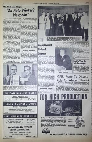   The Western Canadian Lumber Worker, Vol. XXVII, No. 21, 1st Issue Nov. 1960   , page 2