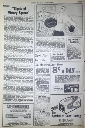   The Western Canadian Lumber Worker, Vol. XXVII, No. 20, 2nd Issue Oct. 1960   , page 4