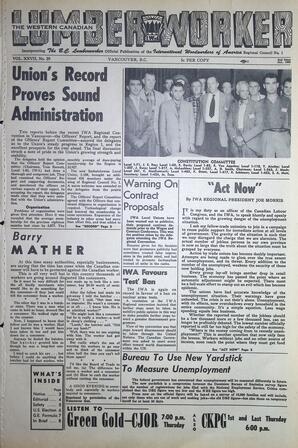   The Western Canadian Lumber Worker, Vol. XXVII, No. 20, 2nd Issue Oct. 1960   , page 1