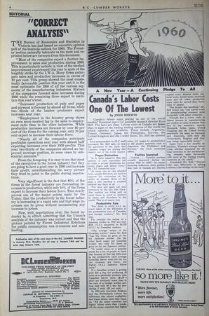   The B.C. Lumber Worker, Vol. XXVII, No. 1, 1st Issue Jan. 1960   , page 4