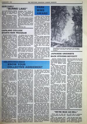   The Western Canadian Lumber Worker, Vol. XLVI No. 2, Feb. 1978   , page 9
