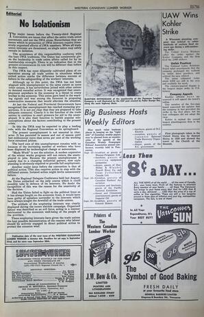   The Western Canadian Lumber Worker, Vol. XXVII, No. 18, 2nd Issue Sep. 1960   , page 4