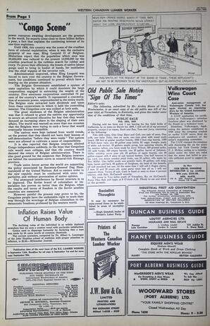   The Western Canadian Lumber Worker, Vol. XXVII, No. 17, 1st Issue Sep. 1960   , page 4