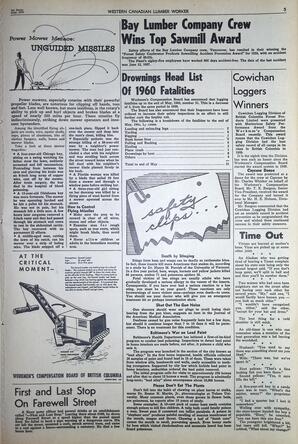   The Western Canadian Lumber Worker, Vol. XXVII, No. 13, 1st Issue Jul. 1960   , page 5
