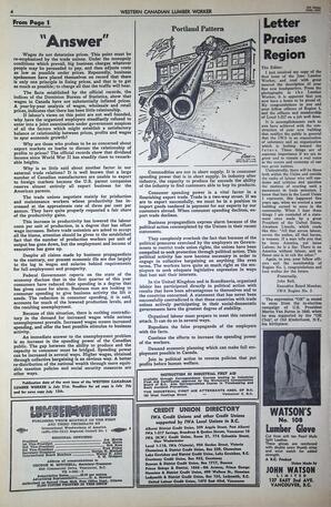   The Western Canadian Lumber Worker, Vol. XXVII, No. 13, 1st Issue Jul. 1960   , page 4