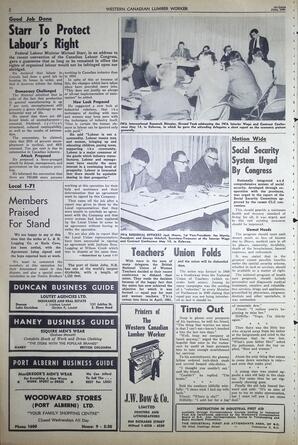   The Western Canadian Lumber Worker, Vol. XXVII, No. 11, 1st Issue Jun. 1960   , page 2