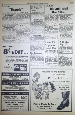   The Western Canadian Lumber Worker, Vol. XXVII, No. 10, 2nd Issue May 1960   , page 6