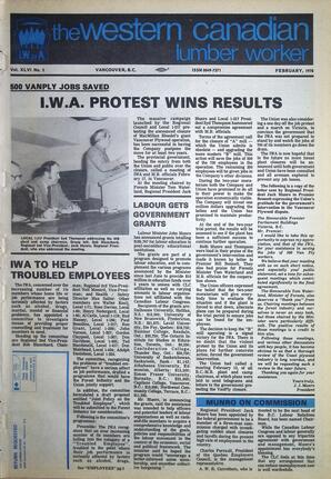   The Western Canadian Lumber Worker, Vol. XLVI No. 2, Feb. 1978   , page 1
