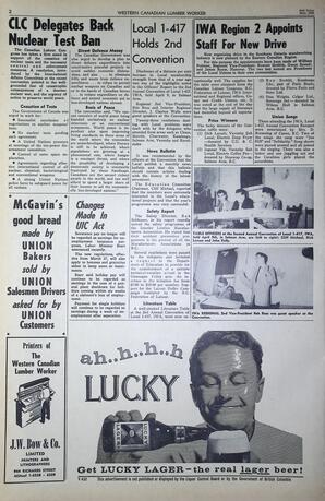   The Western Canadian Lumber Worker, Vol. XXVII, No. 10, 2nd Issue May 1960   , page 2