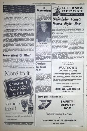   The Western Canadian Lumber Worker, Vol. XXVII, No. 8, 2nd Issue Apr. 1960   , page 8