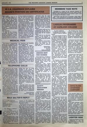   The Western Canadian Lumber Worker, Vol. XLVI No. 1, Jan. 1978   , page 11