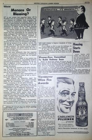   The Western Canadian Lumber Worker, Vol. XXVII, No. 6, 2nd Issue Mar. 1960   , page 4