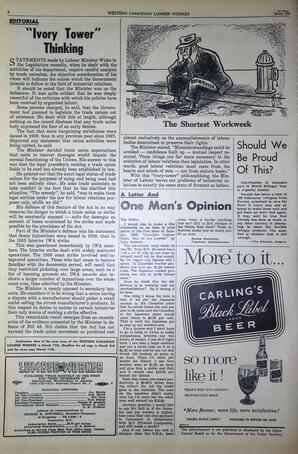   The Western Canadian Lumber Worker, Vol. XXVII, No. 5, 1st Issue Mar. 1960   , page 4