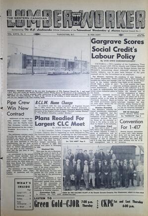   The Western Canadian Lumber Worker, Vol. XXVII, No. 5, 1st Issue Mar. 1960   , page 1