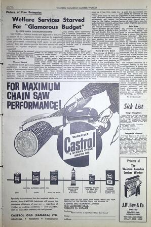   The Western Canadian Lumber Worker, Vol. XXVII, No. 5, 1st Issue Mar. 1960   , page 7