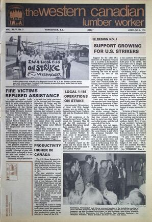   The Western Canadian Lumber Worker, Vol. XLIV No. 3, Jun.-Jul. 1976   , page 1