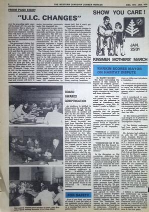   The Western Canadian Lumber Worker, Vol. XLIII No. 5, Dec. 1975-Jan. 1976   , page 8