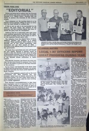   The Western Canadian Lumber Worker, Vol. XLIII No. 4, Nov. 1975   , page 2
