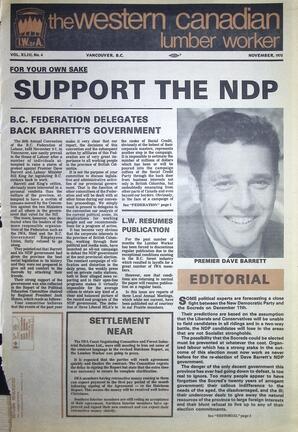   The Western Canadian Lumber Worker, Vol. XLIII No. 4, Nov. 1975   , page 1