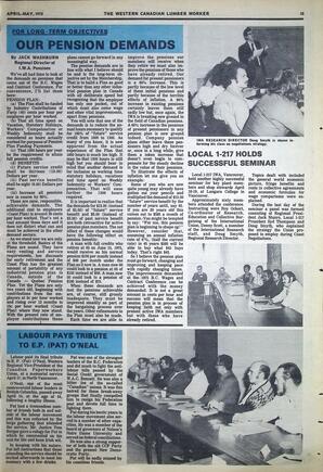   The Western Canadian Lumber Worker, Vol. XLIII No. 3, Apr.-May 1975   , page 15
