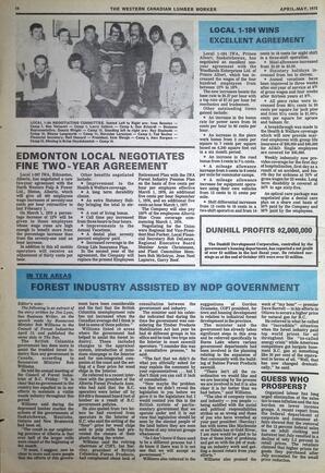   The Western Canadian Lumber Worker, Vol. XLIII No. 3, Apr.-May 1975   , page 14