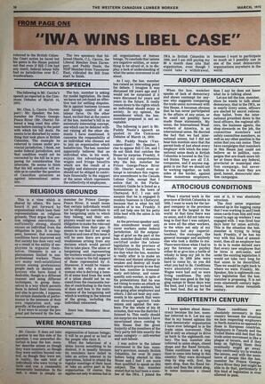   The Western Canadian Lumber Worker, Vol. XLIII No. 2, Mar. 1975   , page 10