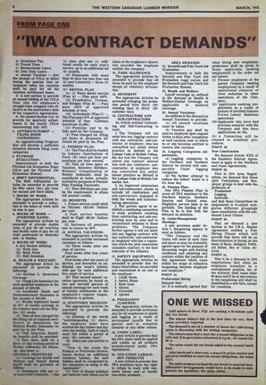   The Western Canadian Lumber Worker, Vol. XLIII No. 2, Mar. 1975   , page 8