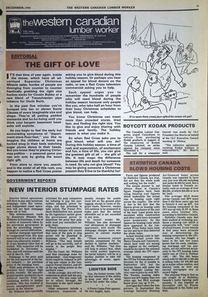   The Western Canadian Lumber Worker, Vol. XLII No. 9, Dec. 1974   , page 11