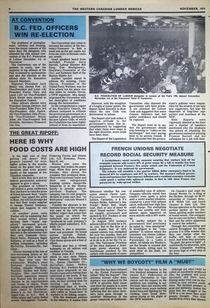   The Western Canadian Lumber Worker, Vol. XLII No. 8, Nov. 1974   , page 8
