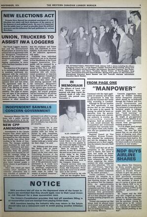   The Western Canadian Lumber Worker, Vol. XLII No. 8, Nov. 1974   , page 3