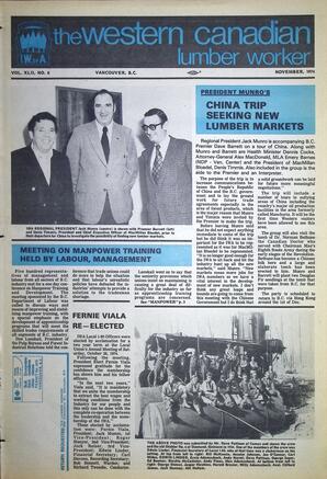   The Western Canadian Lumber Worker, Vol. XLII No. 8, Nov. 1974   , page 1
