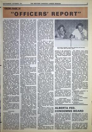   The Western Canadian Lumber Worker, Vol. XLII No. 7, Sep.-Oct. 1974   , page 15