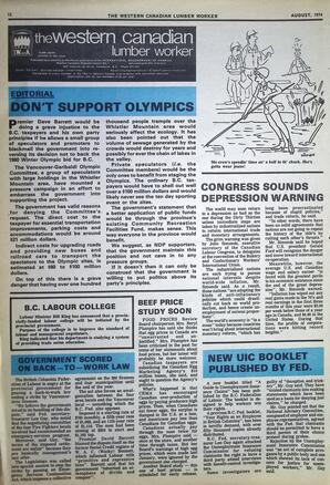   The Western Canadian Lumber Worker, Vol. XLII No. 6, Aug. 1974   , page 12