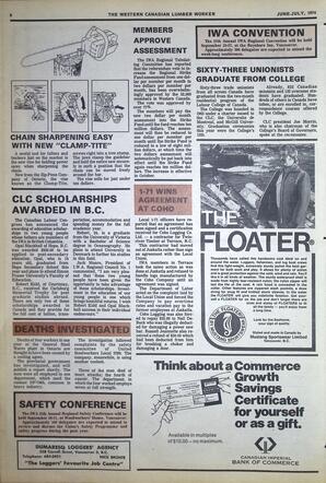   The Western Canadian Lumber Worker, Vol. XLII No. 5, Jun.-Jul. 1974   , page 8