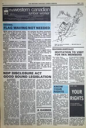   The Western Canadian Lumber Worker, Vol. XLII No. 4, May. 1974   , page 12