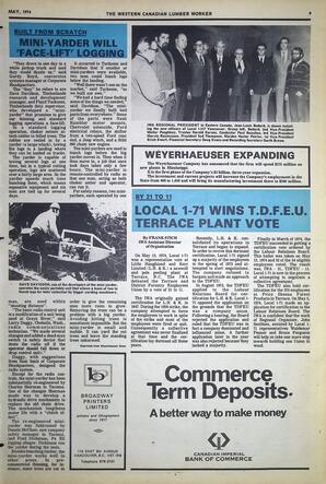  The Western Canadian Lumber Worker, Vol. XLII No. 4, May. 1974   , page 9