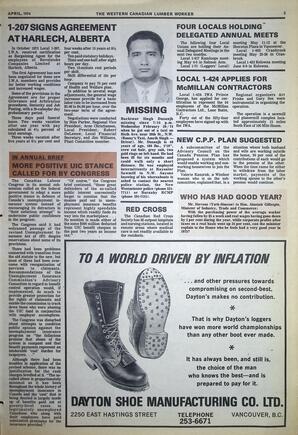   The Western Canadian Lumber Worker, Vol. XLII No. 3, Apr. 1974   , page 3