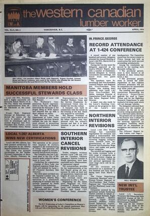   The Western Canadian Lumber Worker, Vol. XLII No. 3, Apr. 1974   , page 1