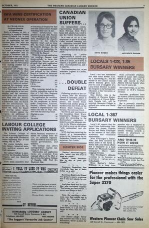   The Western Canadian Lumber Worker, Vol. XLI No. 9, Oct. 1973   , page 9