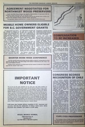   The Western Canadian Lumber Worker, Vol. XLI No. 9, Oct. 1973   , page 8